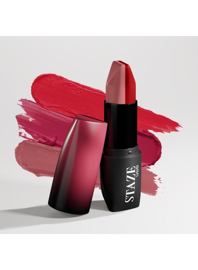 Staze 9to9 3 in 1 Lipstick | 3 Unique Shades in 1 | 12 HRS Long Lasting, Transferproof | Non-drying Formula with Intense Color Payoff | 02 Scarlet Whisper | 3.8 g - Image 1